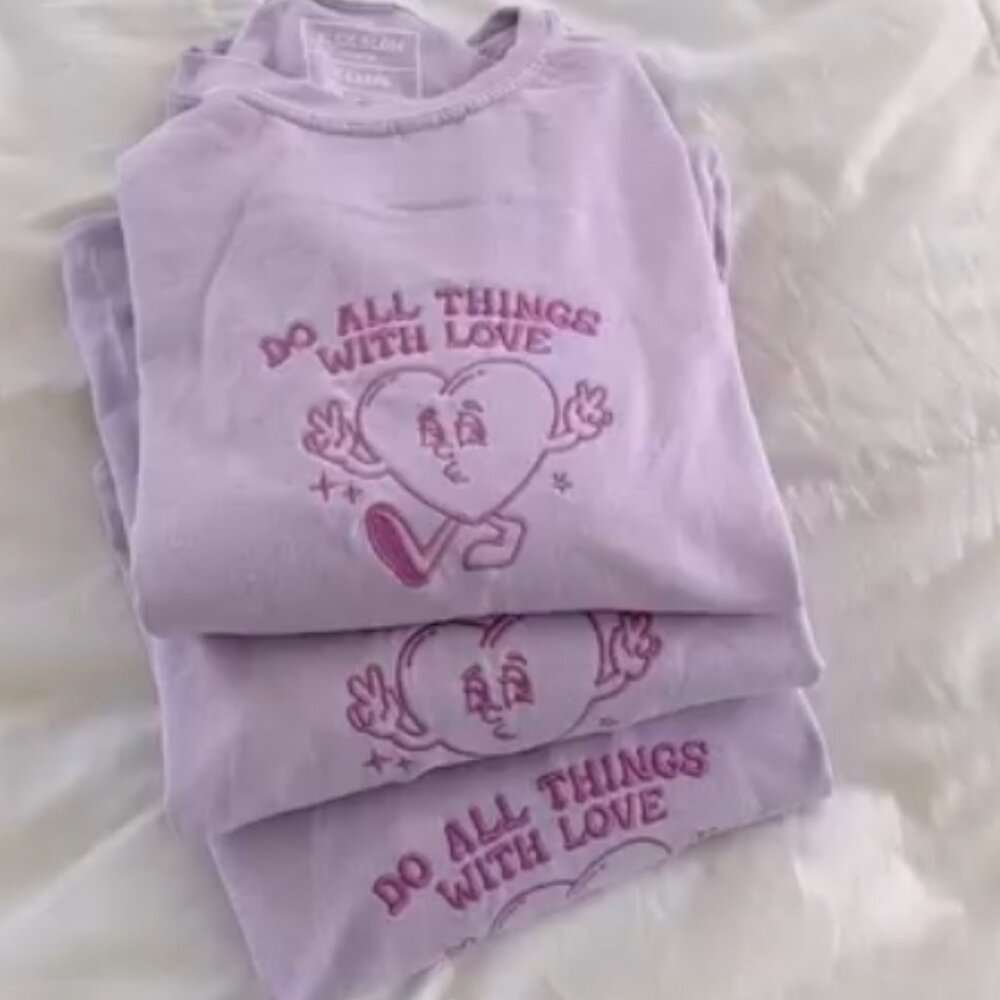 Blue Horizon Co. Do All Things With Love Monochrome Embroidered Tee 3X